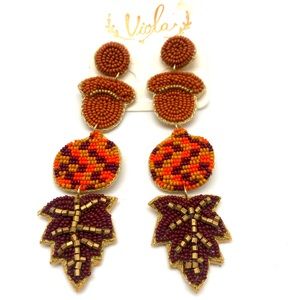 Fall Beaded Dangle Statement Earrings